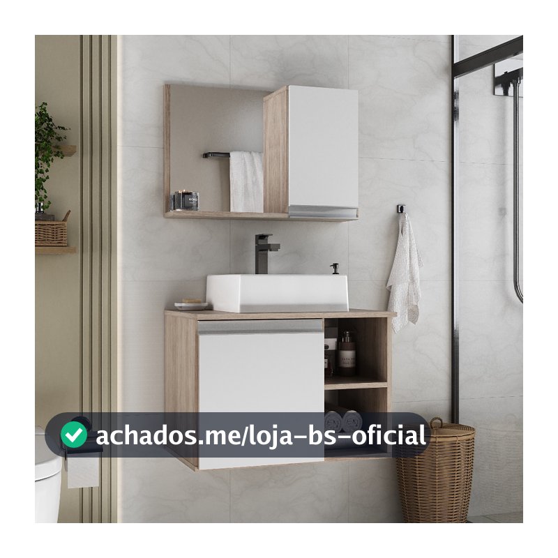 Conjunto de Armário e Gabinete para Banheiro Virtus 60cm com Pia