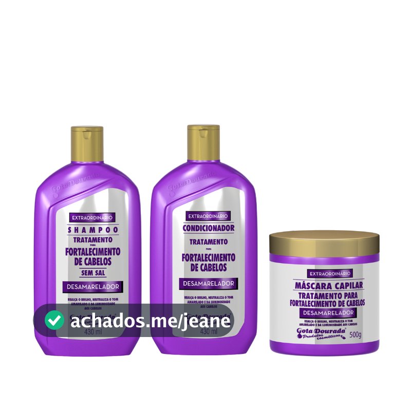 Kit Shampoo e Condicionador Desamarelador 430 ml + Máscara Desamarelador 500 g Gota Dourada