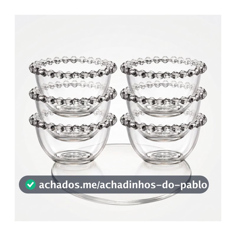 Kit Conjunto Jogo tigela  6 Bowls Potes  De Vidro Para Sobremesa E Petiscos 250ml/180ml Saladeira