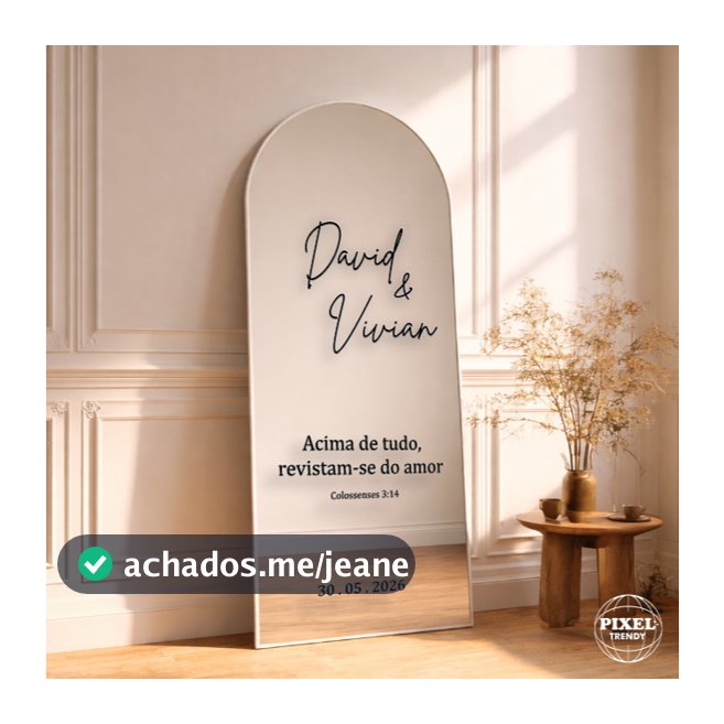 adesivo espelho com versículo da sua escolha + nomes + data