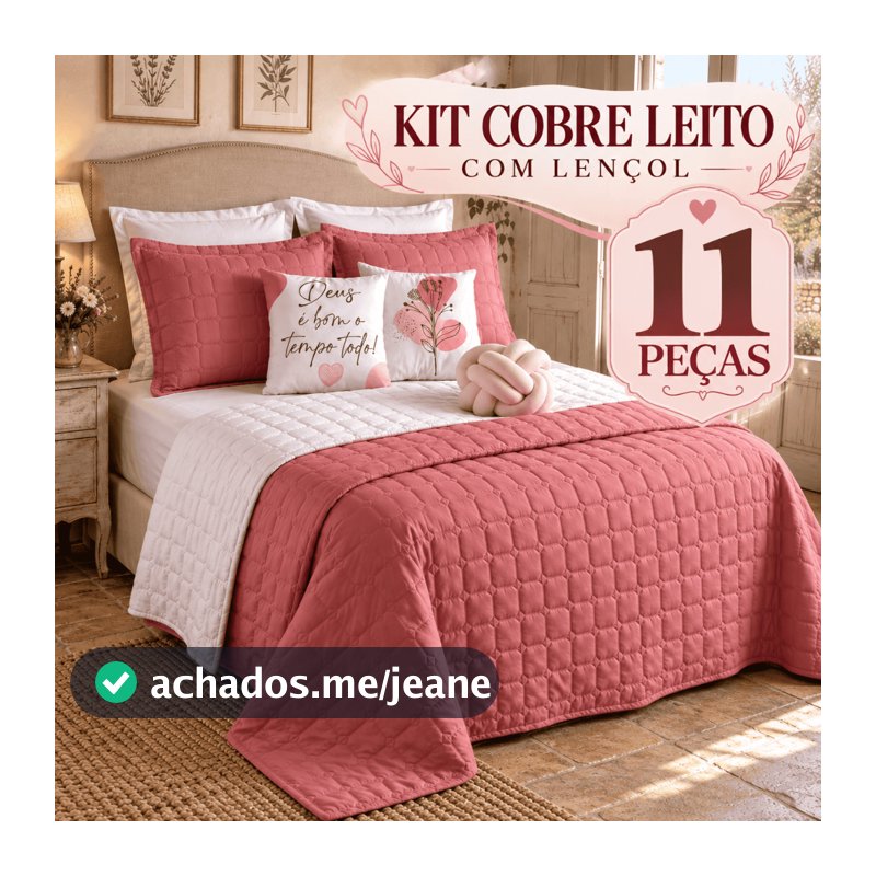 Kit Cama Completa Queen Paris Dupla Face com Almofadas + Jogo de Lençol 11 peças
