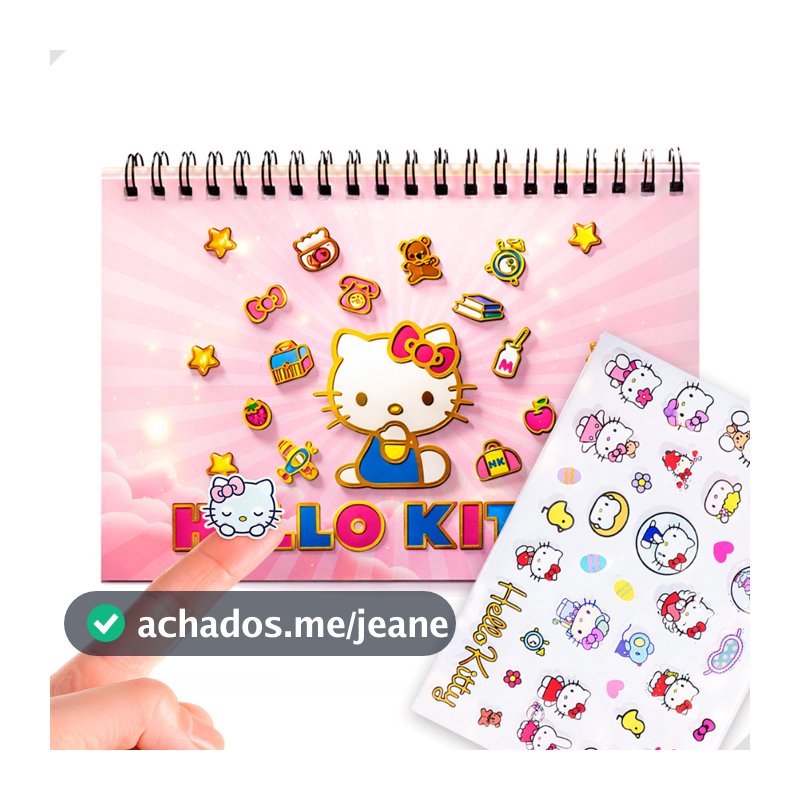 Caderno De Adesivos Com +330 Hello Kitty Holográfico Infantil Decorativos Criativo Escolar