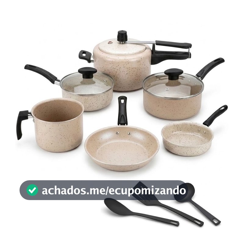 Jogo De 9 Panelas Antiaderente Teflon Com Panela Pressão 2l
