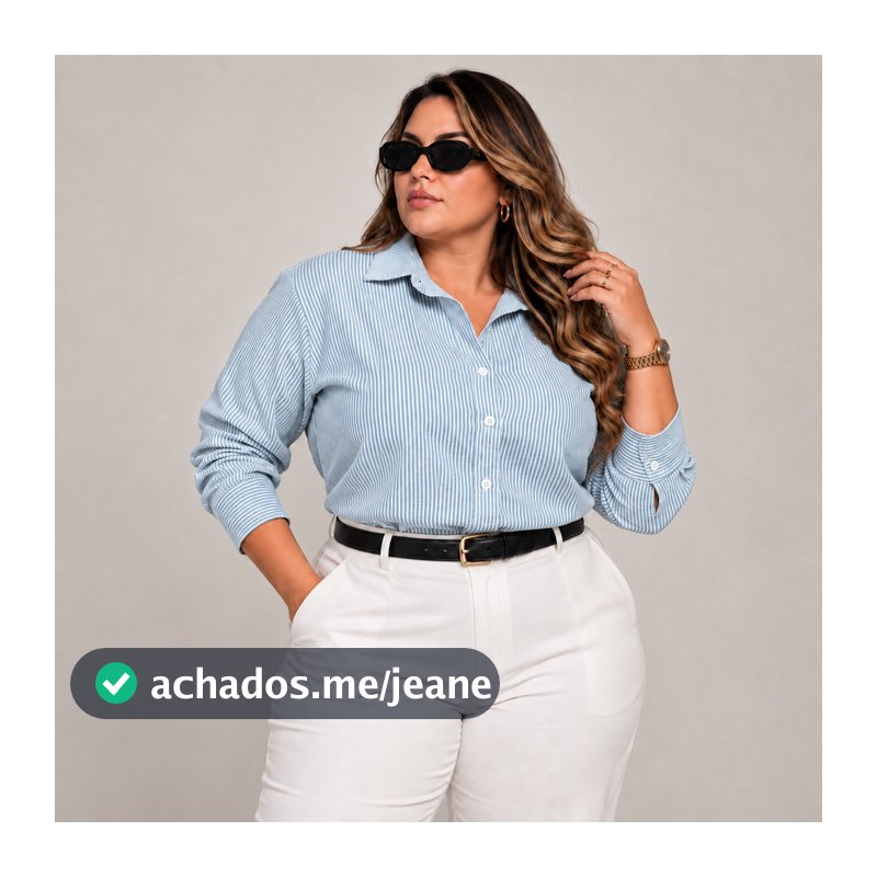 Camisa Feminina Plus Size Manga Longa Social Listrada Elegante Casual Moderna Estilosa