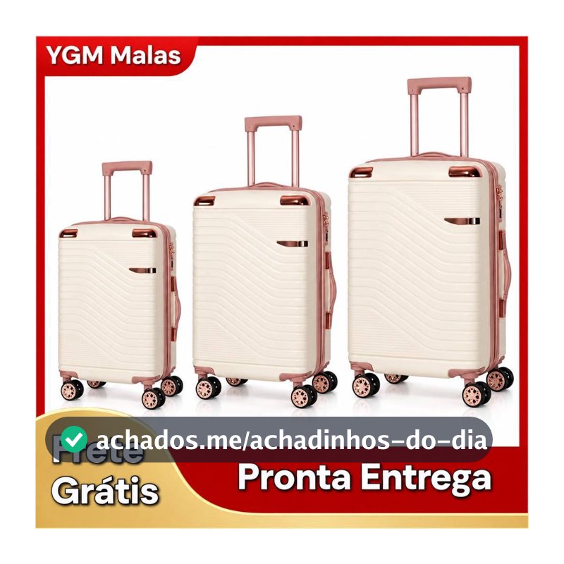 Kit Conjunto 3 Malas De Viagem Pmg Resistente Premium Pequena 10kg E Media 23kg E Grande 32kg Top