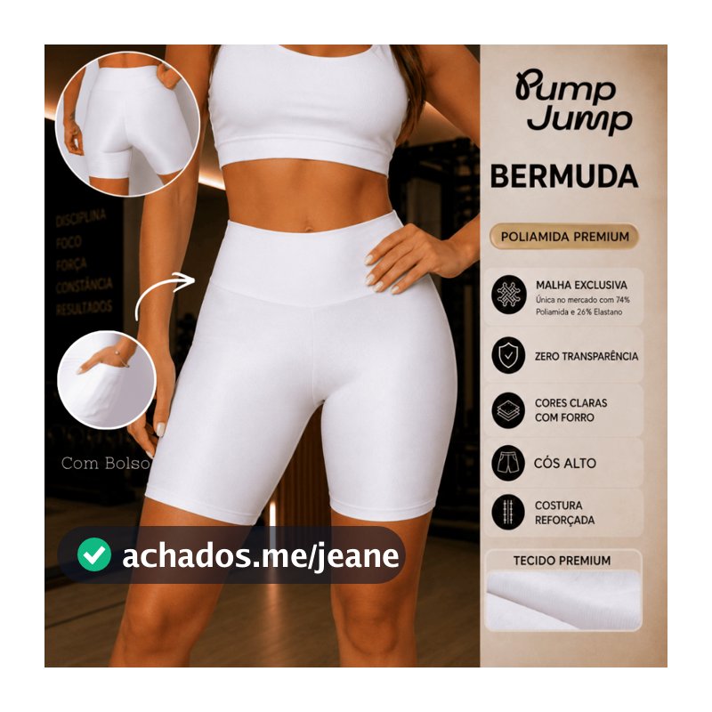 Bermuda Bolso Micro Canelado Meia Coxa Mais Comprida para Academia em Poliamida Conforto e Estilo