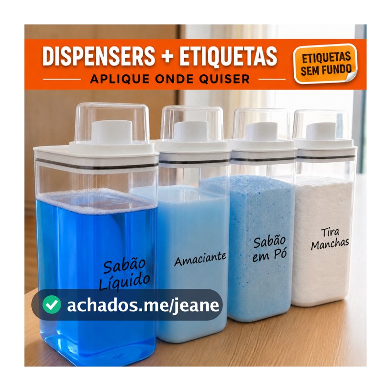 Dispenser 2,3L Pote Hermético Copo Medidor Porta Sabão Em Pó Amaciante Organizador Lavanderia