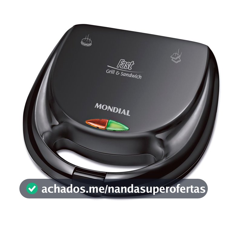 Sanduicheira Fast Grill e Sandwich Mondial Preto 750W S-12