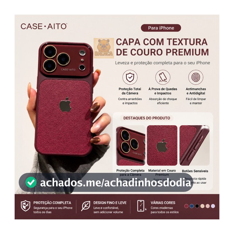 Textura de couro requintada adequada para capinha iPhone 18/17 16 15 14 13 proMax lente de cristal logoLuxo HD De Câmera