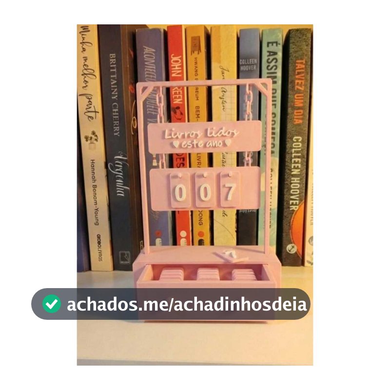 Contador de Livros Lidos Anual Com Gavetinha Decorativo
