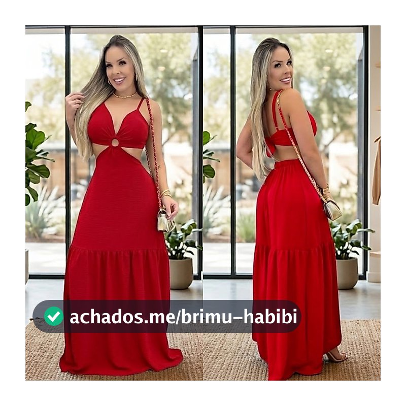 Vestido Feminino Longo Em Duna Com Argola Frontal Moda - Verão | Promoção