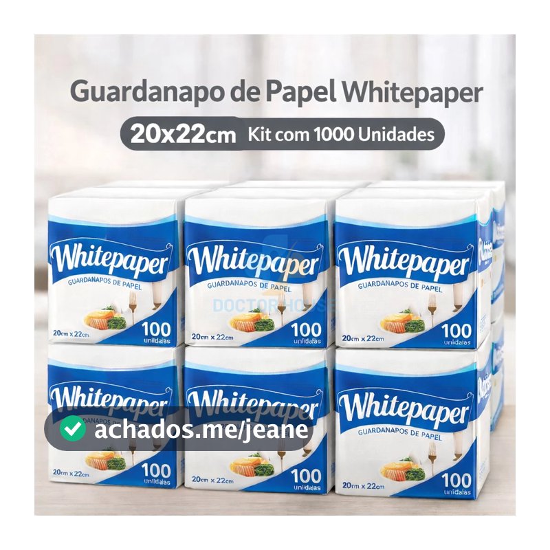 Guardanapo White Paper 20x22cm Kit 1000 Unidades Ideal Restaurantes Festas e Eventos