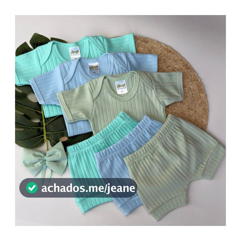 Kit 6 Peças Conjunto Canelado Menina Menino Acabamento Premium Gola Envelope Confortável Verao