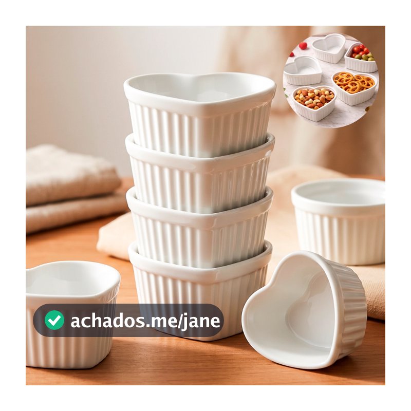 Ramekin Coração 150ml Canelado Molho Doce Petisco Festa