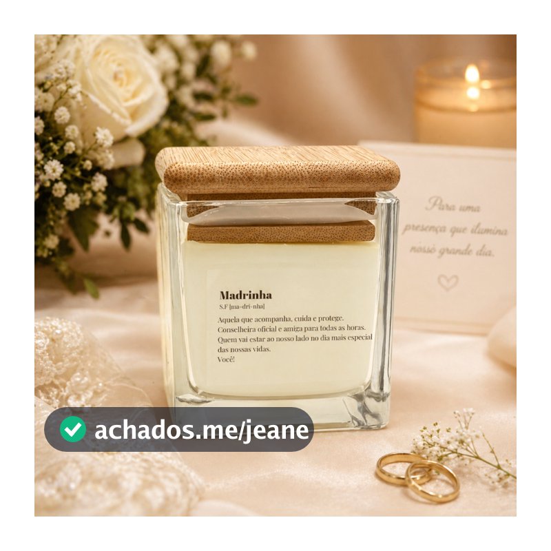 Vela Aromática para Convite de Padrinho, Madrinha de Casamento e Batismo 100Grs Pote quadrado Tampa