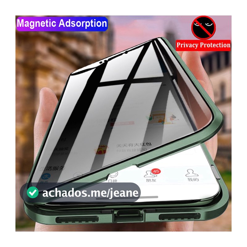 Capa De Vidro De Privacidade Magnética Para iPhone 18 17 Ar 16E 15 Plus 14 13 Mini 12 11 Pro Max Anti-Espião 360 Proteto