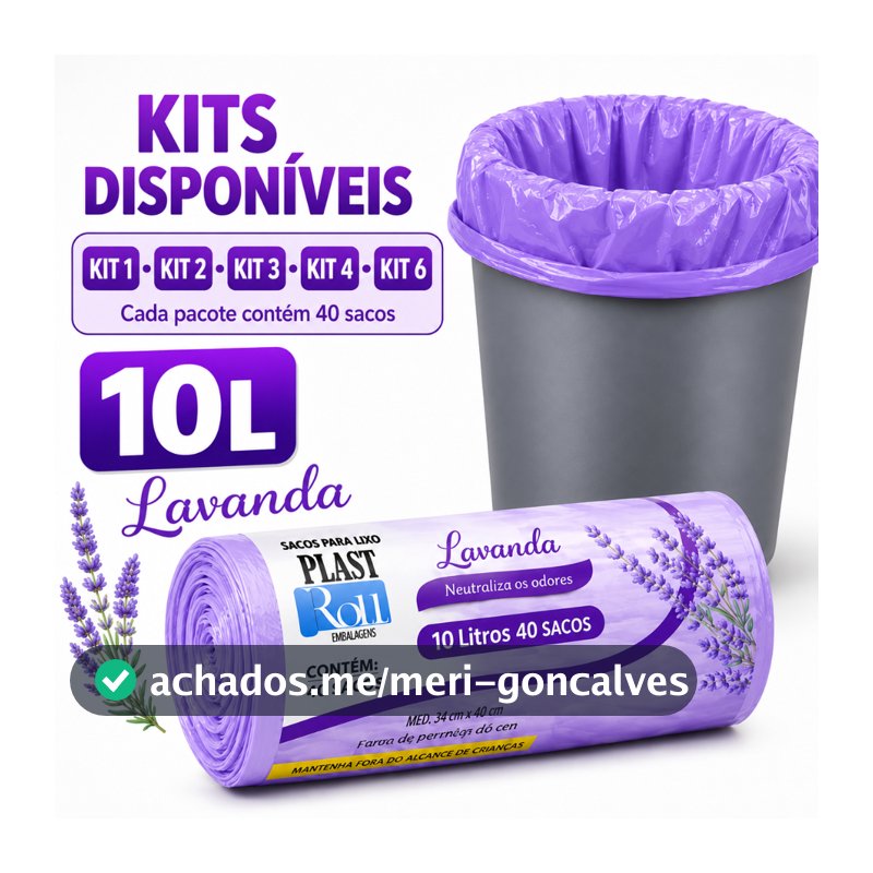 Saco de Lixo Lavanda 10L Perfumado Anti Odor Banheiro Pia