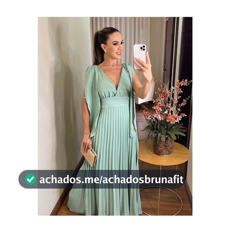 Vestido Longo Plisado Decote V Vestido Para  Madrina de Casamento e Festas