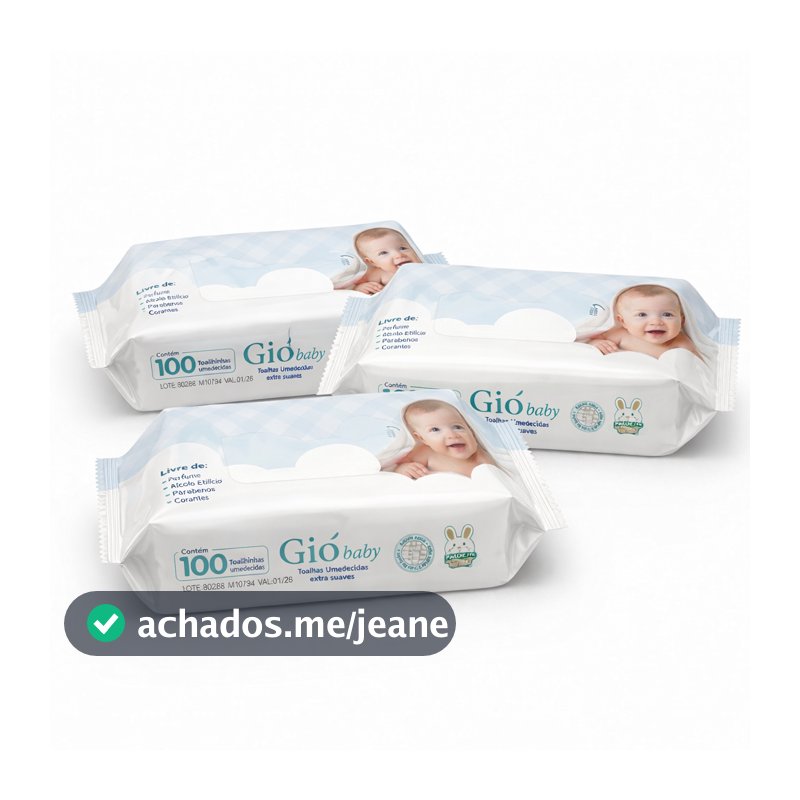 Kit 3 Toalhas Umedecidas Gió Baby 100 Folhas 98% Água Lenço Umedecido