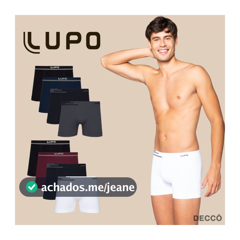 Kit De 4 Cuecas Originais Lupo Basic Boxer Box Microfibra Sem Costura