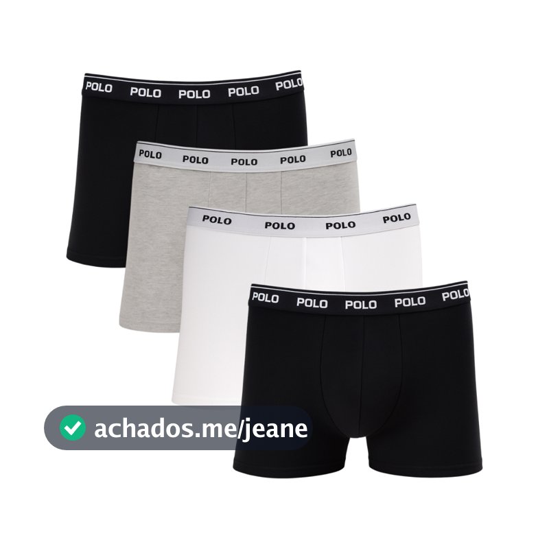Kit 4 Cueca Boxer de Algodão Polo Star  Urban Cotton Sortida Masculina