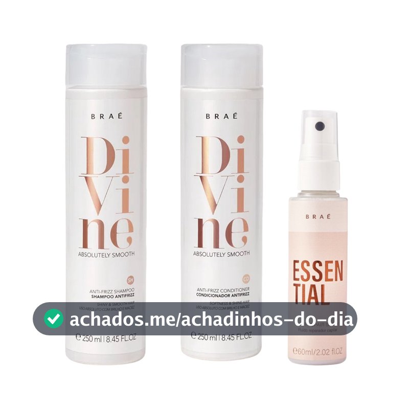 Kit Braé Divine Duo Shampoo e Cond 2x250ml + Essential 60ml