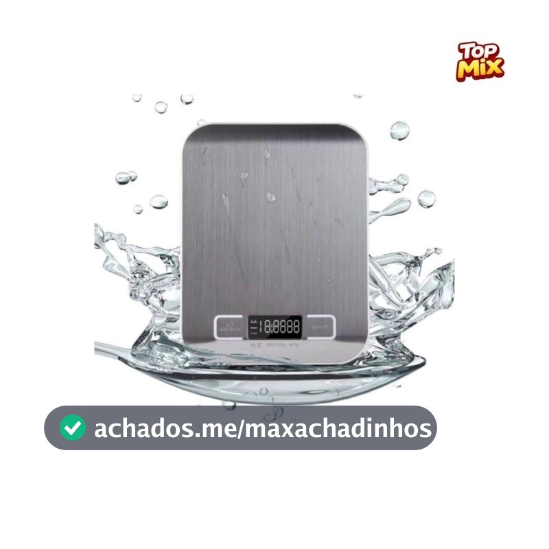 Balança de Cozinha Digital 10kg em Inox Alta Precisão 1g Dieta Fit com Tara LCD Pilhas Inclusas