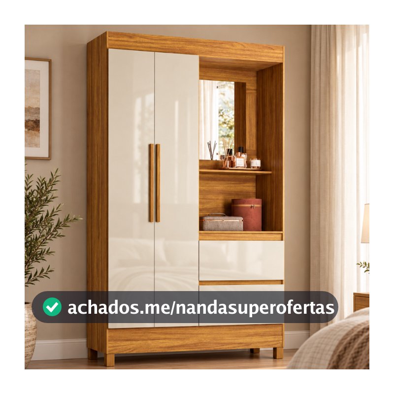 Guarda-Roupa Solteiro Capelinha Midi 2 Portas 2 Gavetas C/ Espelho Demóbile