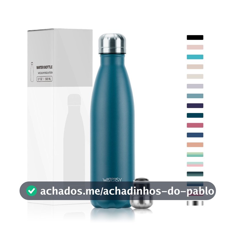Garrafa Térmica WATERSY 500ml - 48h Frio! Perfeita para Academia, Futebol e Dia a Dia⚽🏋️