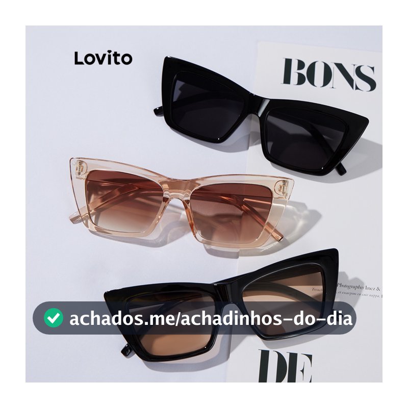 Lovito Óculos Casual de Sol Liso Aro Completo com Caixa de Óculos L34AD061 (Marrom)