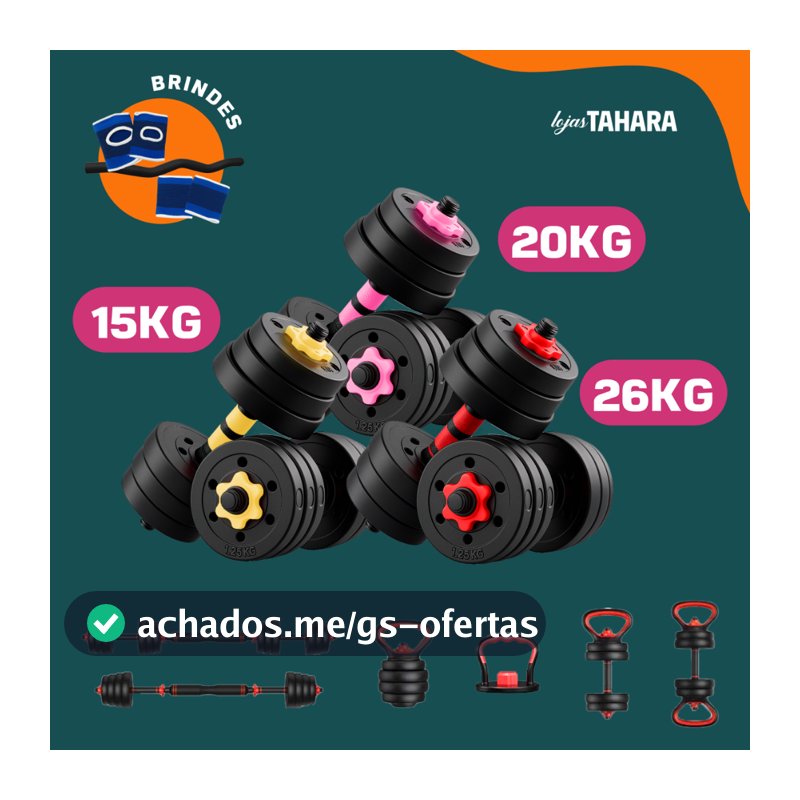 【15KG/20KG/26KG】Kit Halteres 6 Em 1 15/20/26Kg Musculação  Ajustável Kettlebell Barra Anilha