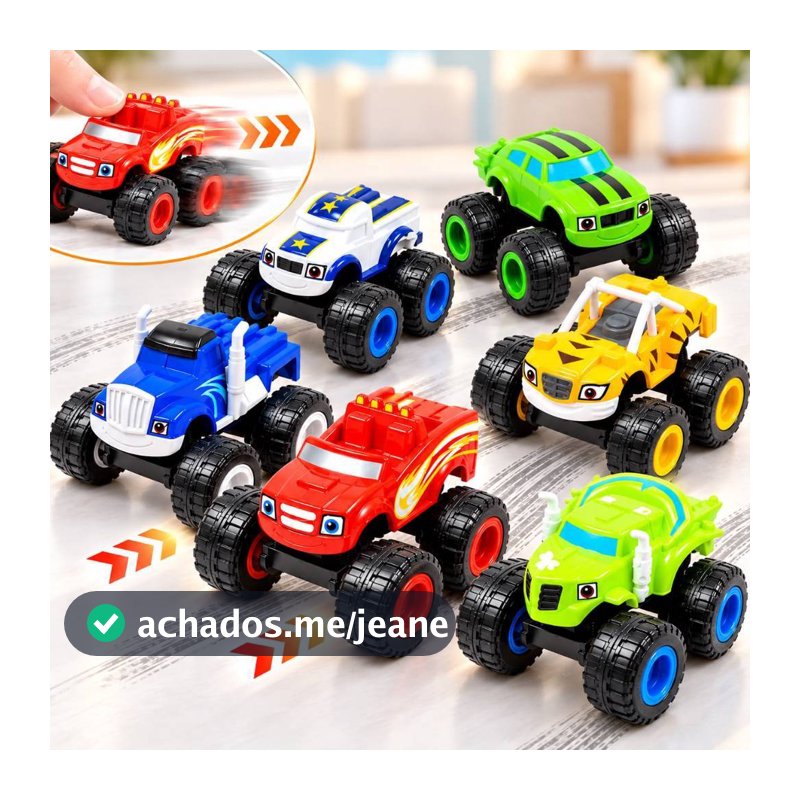 Kit 6 Carrinhos de Fricção Blaze Colecionáveis Machines Carrinho de Brinquedo Fricção