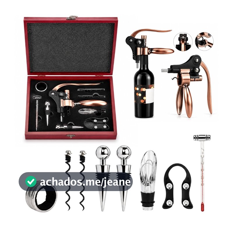 Kit Abridor De Vinho Deend Vino Facile 9 Peças Com Maleta