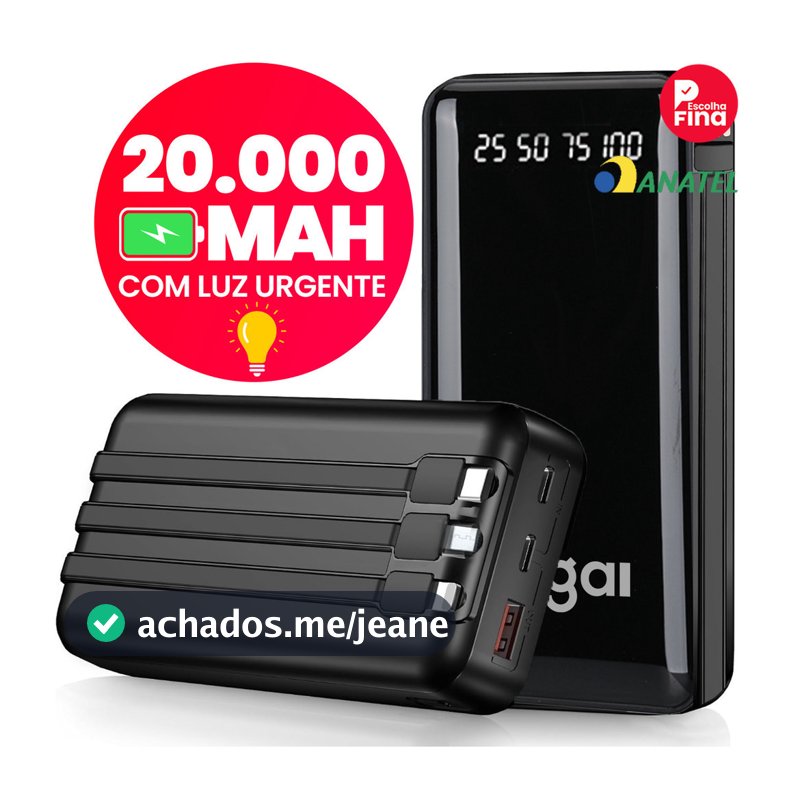 Bateria Externa Portátil 10000 a 20000mah Power Bank Carregador Mel Design