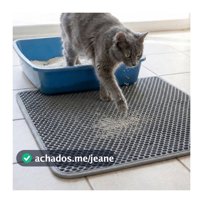 Tapete Higiênico M - G - GG Coletor De Areia Para Gato Preto e Cinza