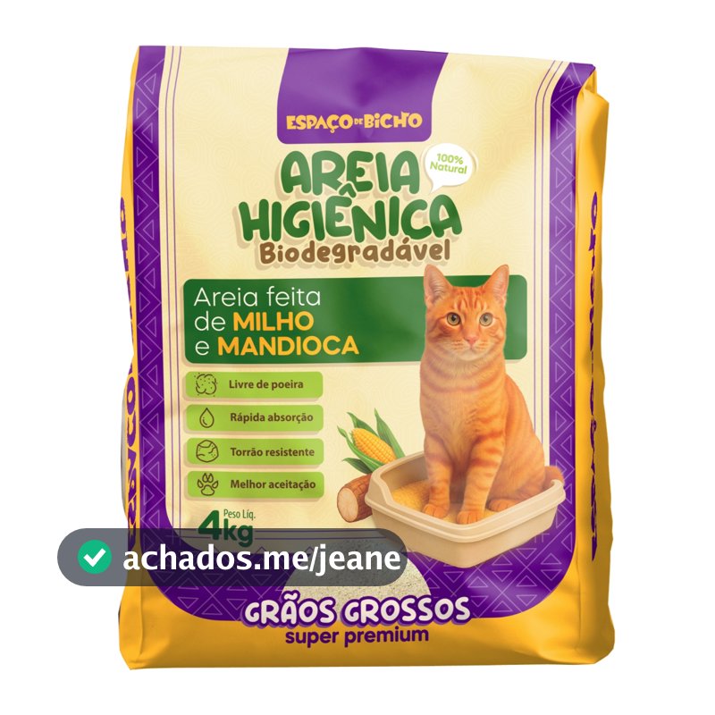 Areia Higiênica Biodegradável Espaço do Bicho Grãos Grossos 4kg – Milho e Mandioca (100% Natural)