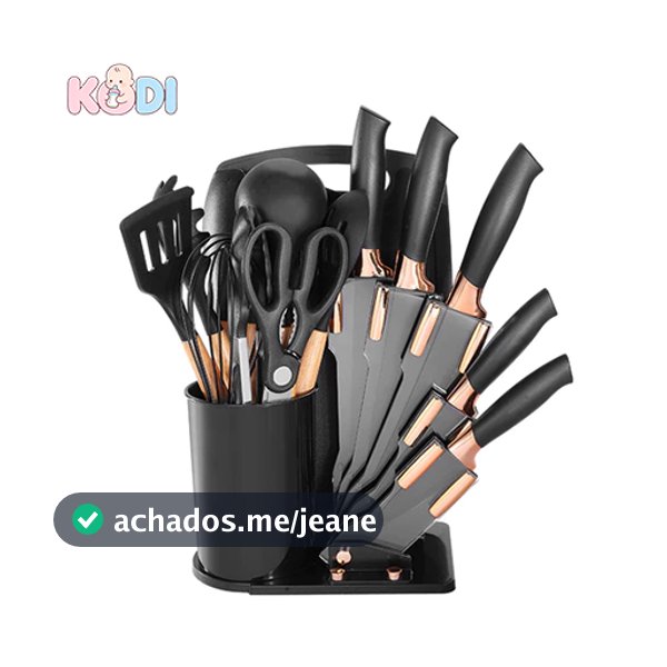 Kit 19 Cozinha Completo Silicone | Inclui Espátulas, Colheres, Tesouras, Facas e Pegadores -R9