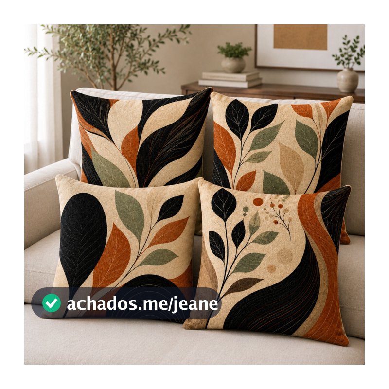 Kit 04 Capas para Almofadas Decorativa 45x45cm Estampa Digital Decoração