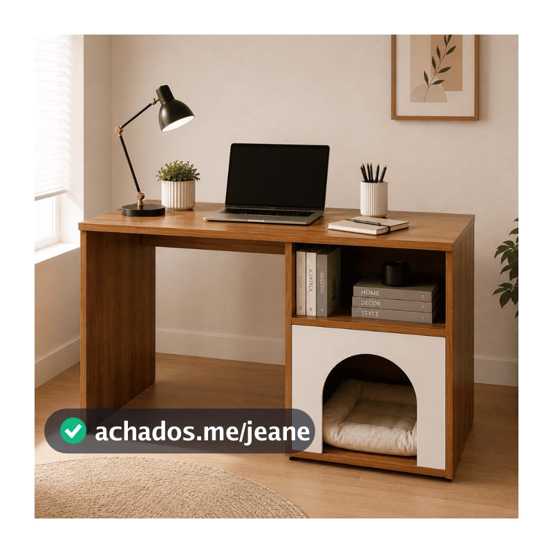 Escrivaninha Jade Para Computador/notebook Home Office Com Espaço Pet E Nicho Mesa De Escritório Compacta