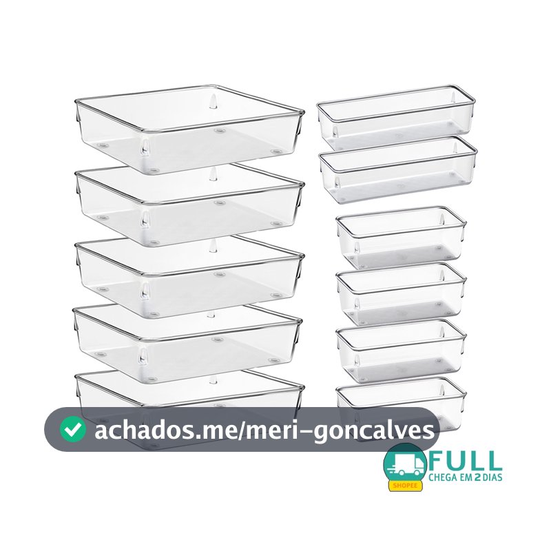 Kit 11 Organizador Multiuso Modular Gavetas Acrilico Quad GRANDE