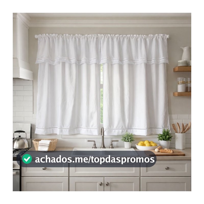 Cortina com Ponto Palito  em Micropercal  para varão