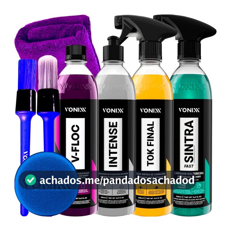 Kit Lavagem Automotiva Completa Vonixx Cera Carnauba Tok Final V-Floc Revitalizador de Plasticos intense Sintra fast