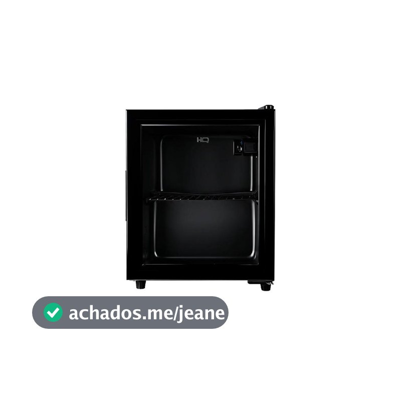 Frigobar Expositor HQ 50L Porta de Vidro Duplo Full Black com Luz Interna e Termostato HQ-50FBPV