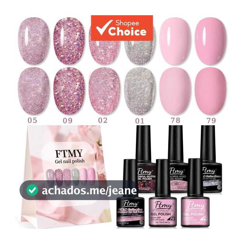 Conjunto de Esmalte Gel Brilhante com Strass e Glitter, Aplicação Suave