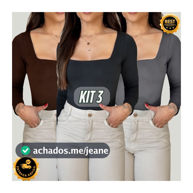 BODY FEMININO SUPLEX MANGA LONGA FORRO DUPLO PREMIUM