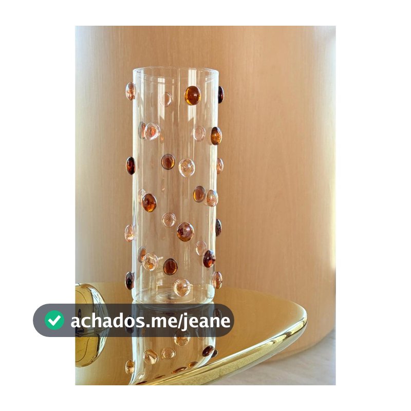 Vaso  Decorado  com Gemas de Vidro  Design Italiano Sphere 25 cm de  Altura x 10 cm