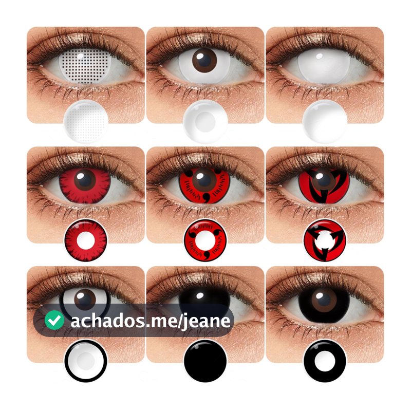 Lente De Contato Anime Cosplay Para Halloween Sharingan/Naruto/Cat Eyes/Manson 1 Par/2 Lentes