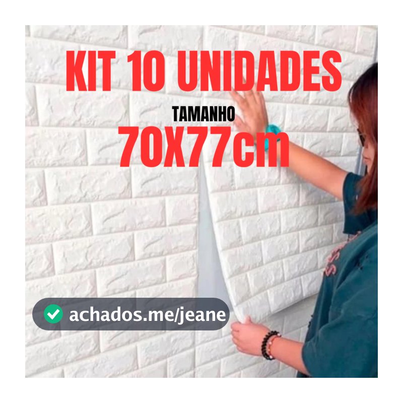 Kit 10 Placas 3D Tijolo Branco Adesivo Autocolante Decoração Quarto Sala Banheiro