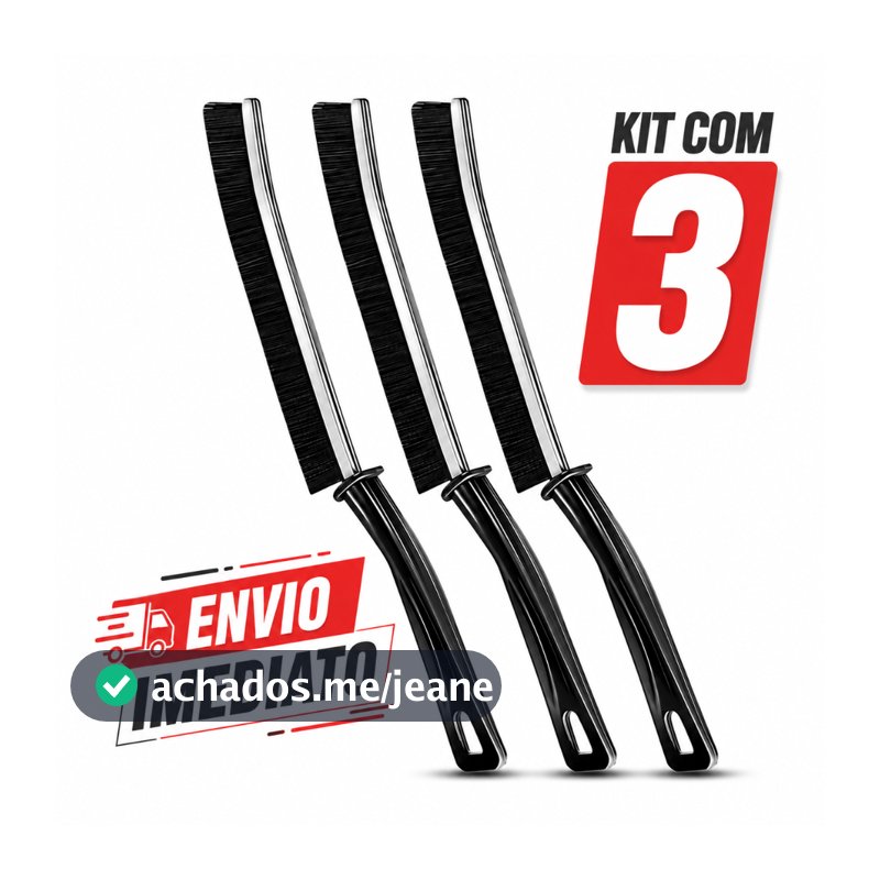 Kit 3 Escovas De Limpeza Profunda Trilhos Cantos Frestas Multiuso  para Banheiro e Janelas Multifuncional