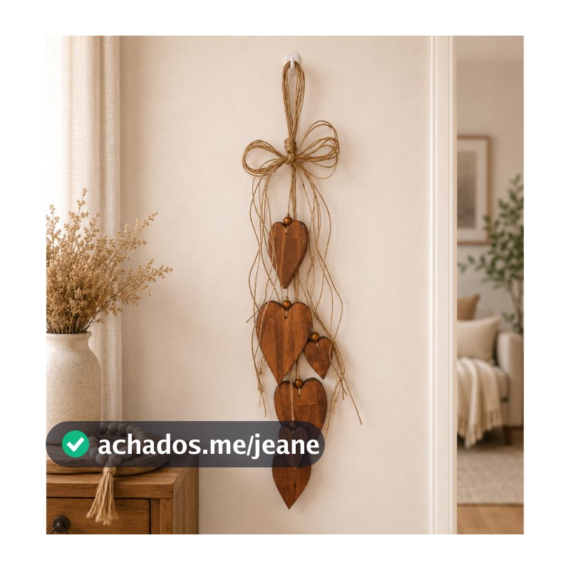 Pencas de Corações Madeira Pinus Decor Rustico moderno  Gra Decorações
